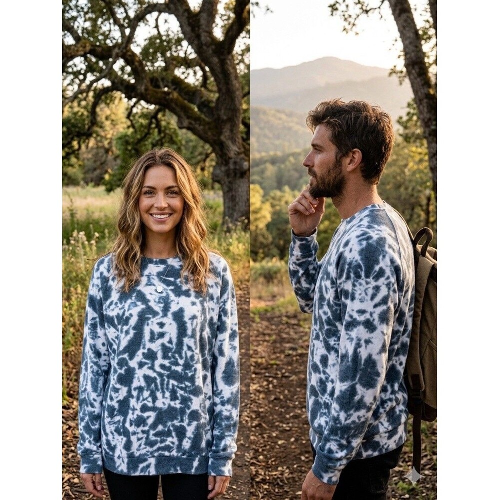 NWT $60 Surf&Swim Co. Terry Raglan Comfy Cotton Smoky TieDye Sweatshirt Unisex S